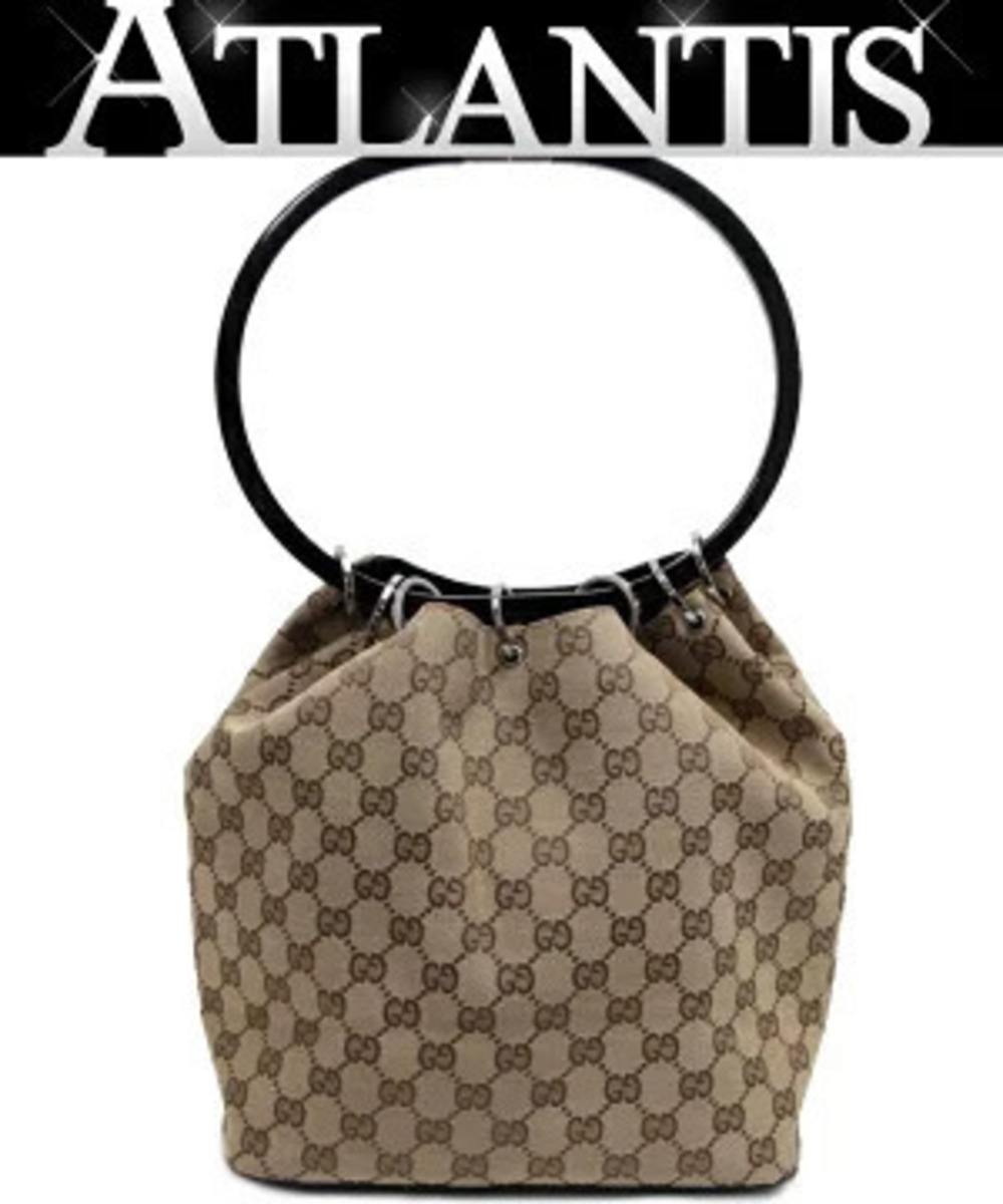 Gucci handbag drawstring GG canvas Beige Cream